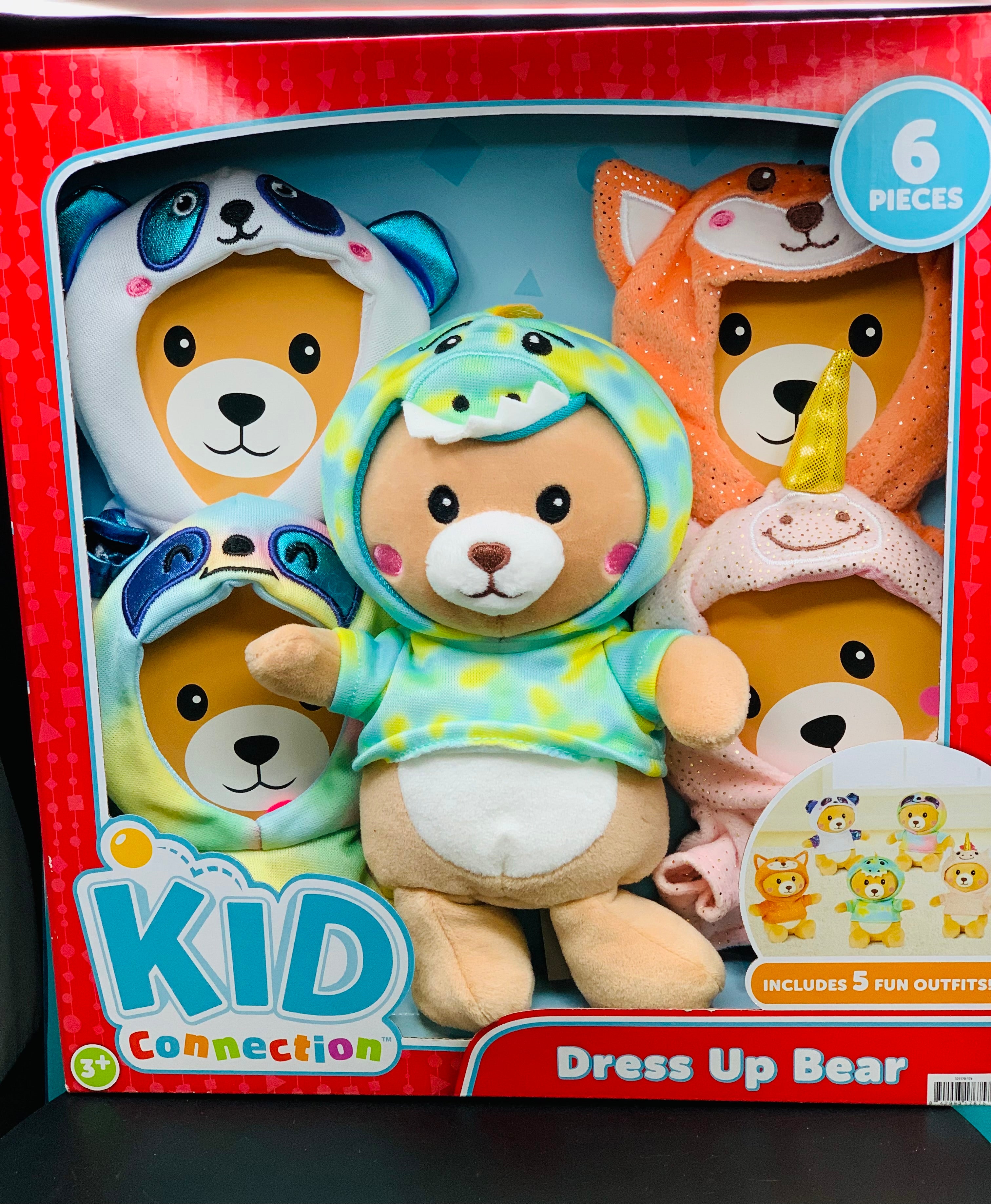 Kid Connection Dress Up Bear Plush Toy with 5 Outfits – 6 Piece Set