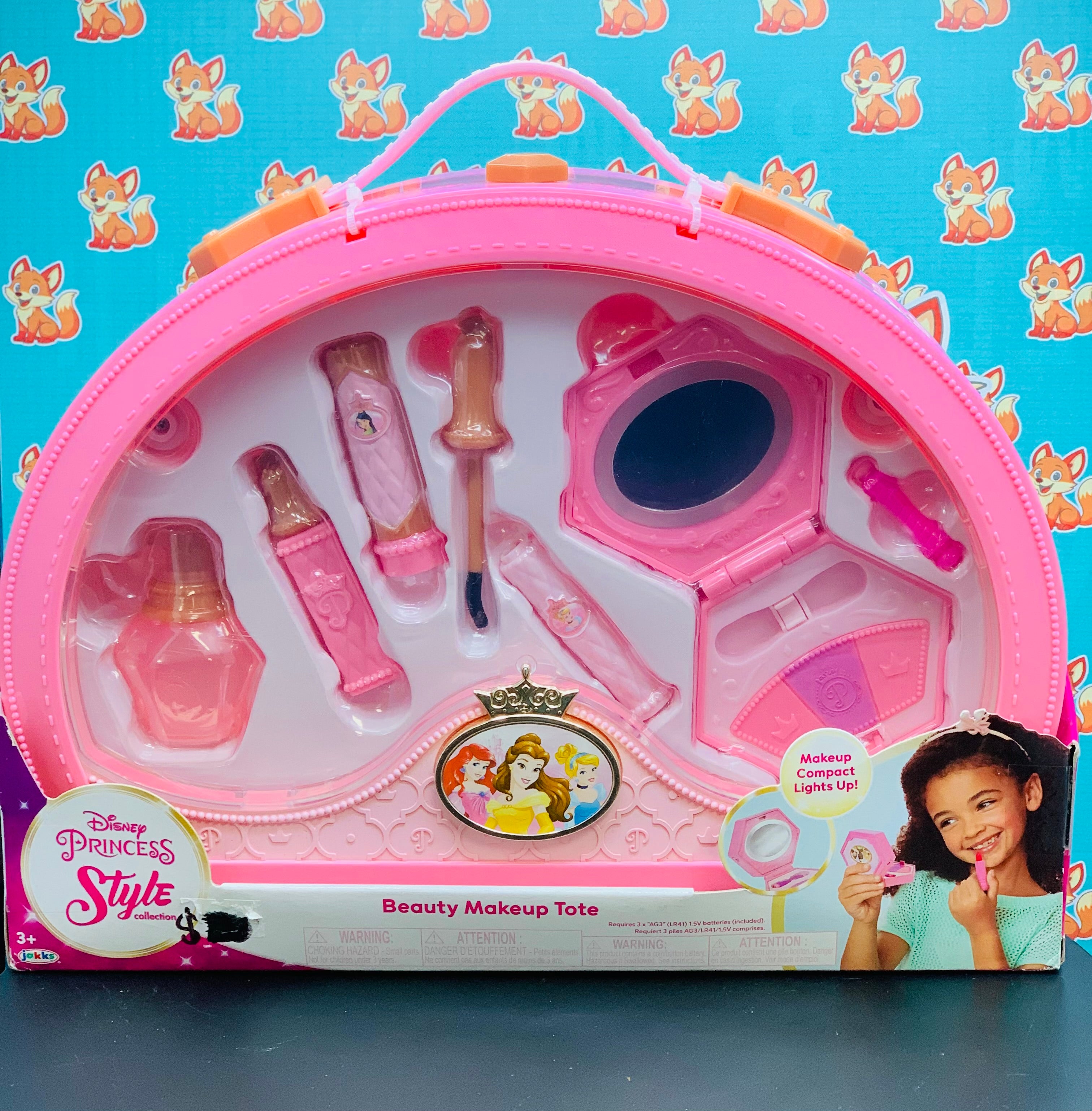 Disney Princess Style Beauty Makeup Tote Playset – Lights Up Compact Toy for Kids